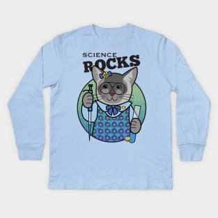 Science Rocks Siamese Cat Student Kids Long Sleeve T-Shirt